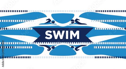Swimming Competition Abstract Design With Blue Hues and The Word SWIM Displayed