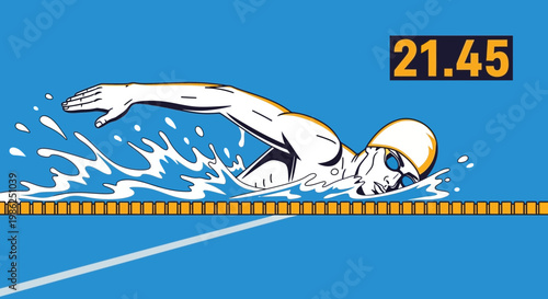 Swimming Athlete Speeding Through The Water Reaching The Finish Line Quickly