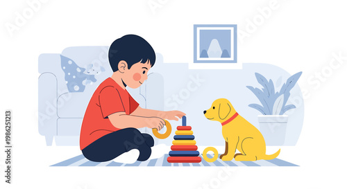 Adorable Golden Retriever Puppy Sitting Attentively.