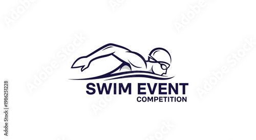 Swimming Competition Logo Demonstrating Athleticism And Aquatic Sportsmanship Dynamics