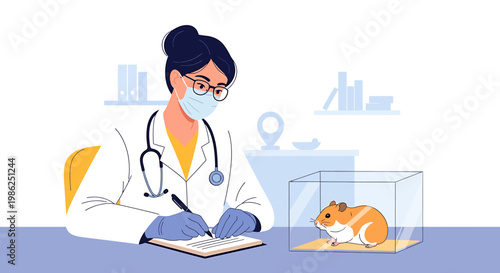 Adorable Hamster in Clear Enclosure, Small Pet Rodent.