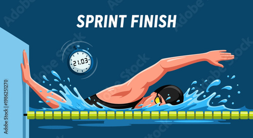 Swimming Competition: Capturing The Intense Sprint Finish In The Pool With A Stopwatch