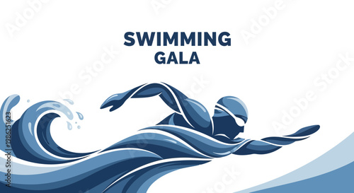 Swimming Competition Graphic Depicting an Athlete in Motion During a Swimming Gala