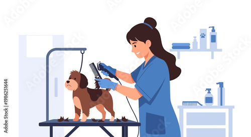 Dog Grooming Session - Professional Care and Styling for a Happy Pet.