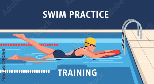 Swimming Drill Practice Illustrating Techniques for Competitive Aquatic Training at the Pool