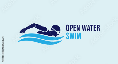 Swimming Sport Illustration Depicting Open Water Swim Competition and Aquatic Sports Event