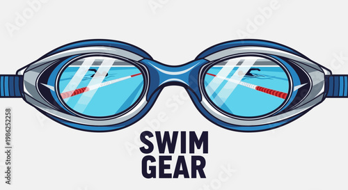 Swimming Goggles Illustration Showcasing Pool Reflections and Swim Gear for Aquatic Sports