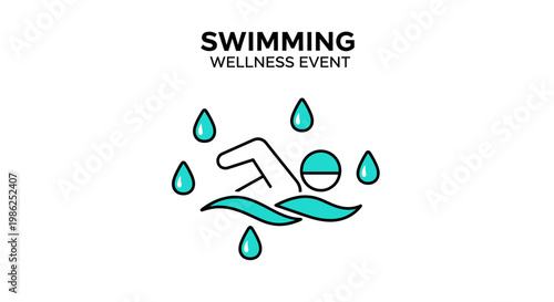 Swimming Wellness Event Aquatic Activity Graphic Icon Design