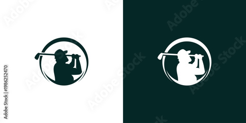 Golf Player Silhouette Icon.