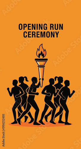 Symbolic Torch Relay Ceremony Depicting Athletic Dedication and Competitive Spirit