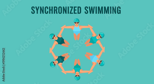 Synchronized Swimming Team Performing Artistic Routine in a Turquoise Pool