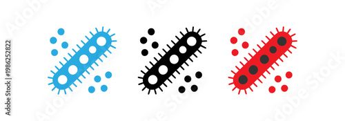 Set of three icons of a virus