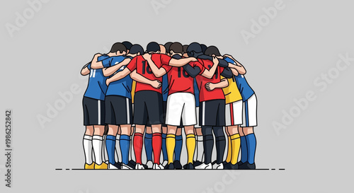 Team Of Athletes Embrace, Representing Sportive Friendship And Collective Spirit for Competition