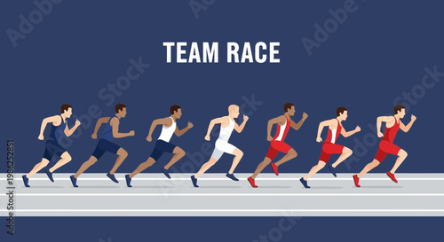 Team Of Athletes Running In A Sprint Race Competition For Victory And Achievements