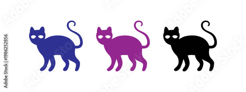 Cat icons in different colors, symbolizing pets and companionship