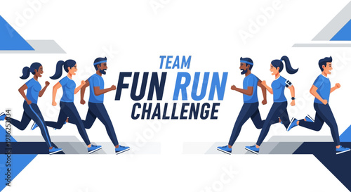 Team Of Runners Involved In A Fun Run Challenge For Team Building And Fitness