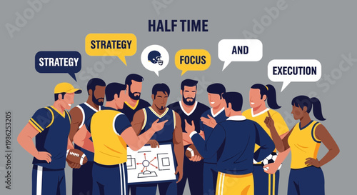 Team Strategy Discussion During Halftime Focused On Execution And Achieving Victory