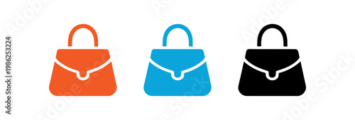 Colorful icons of handbags with clasps