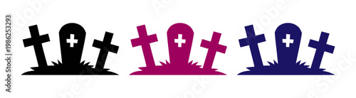 Set of graveyard tombstone icons