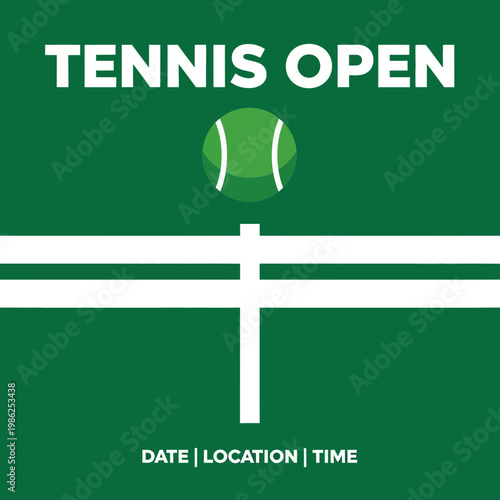 Tennis Open Championship Tournament Event Announcement Minimalist Design