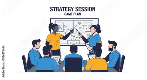 Team Strategy Session With Game Plan Visualization On Whiteboard