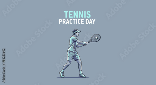 Tennis Practice Day Illustration: A Dynamic Depiction of Tennis Gameplay And Practice