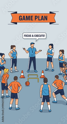 Teamwork And Strategic Planning In Athletic Environment Focused On Execution For Success