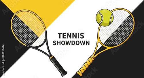Tennis Showdown: Graphic Illustration Depicting Rackets and Ball in a Dynamic Composition