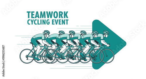 Teamwork Cycling Race Dynamic Motion Illustration Concept