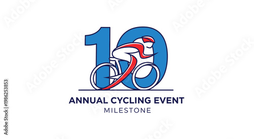 Tenth Anniversary Cycling Race Celebration Emblem Design For Sport Enthusiast Activity