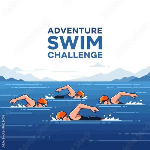 Thrilling Aquatic Expedition: Swim Challenge Featuring Adventurous Athletes in Open Water