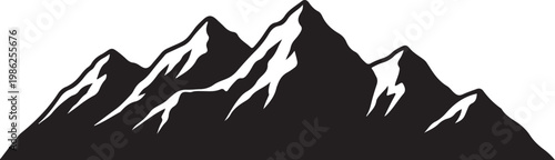 Snowy mountain range peaks silhouette landscape graphic illustration