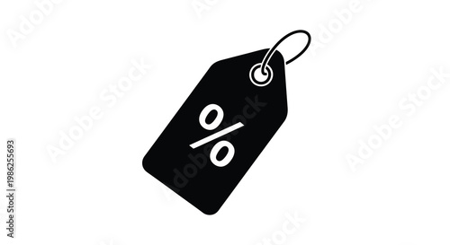 A black price tag displaying a percentage symbol indicating a sale