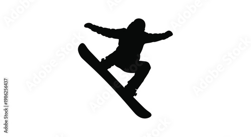 Silhouette of a snowboarder performing a trick in mid air