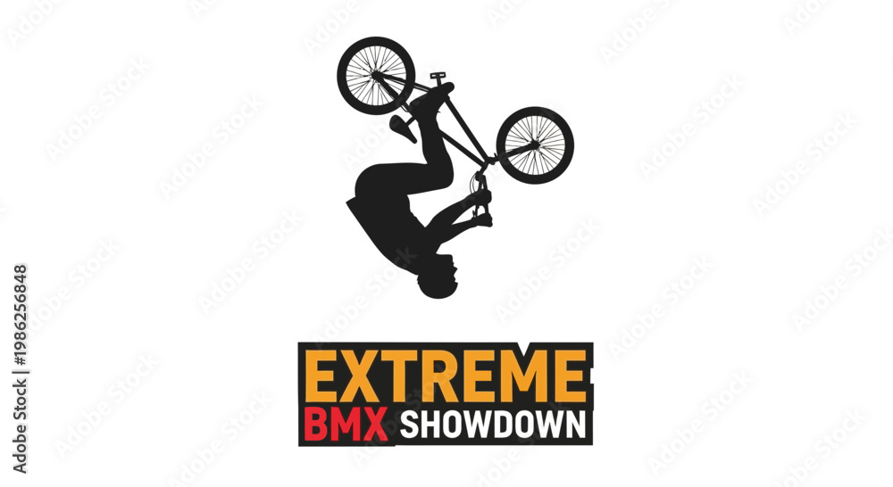 Fototapeta premium Thrilling BMX Acrobatics Silhouette: Showdown of Extreme Bicycle Stunts and Tricks