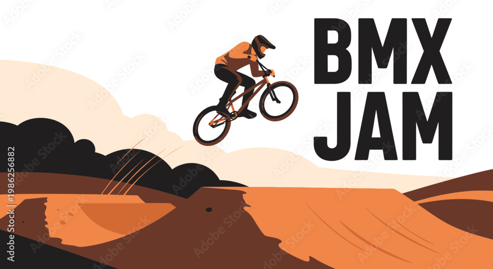 Naklejka premium Thrilling BMX Action: A Vibrant Illustration of Bike Riders Performing Tricks In The Air