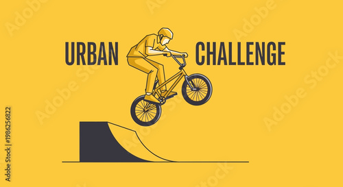 Thrilling Bicycle Rider Executing a Spectacular Jump in the Urban BMX Challenge Event