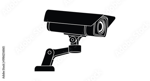 Black silhouette of a security camera mounted on a bracket