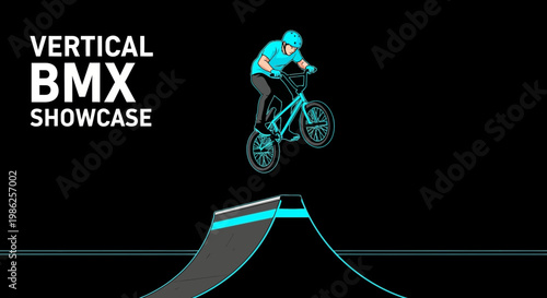 Thrilling BMX Action: Vertical Showcase Featuring Artistic Illustration and Bold Design