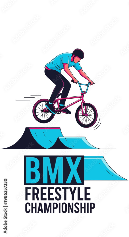 Fototapeta premium Thrilling BMX Freestyle Action Depicted in a Dynamic Illustration for Championship Events