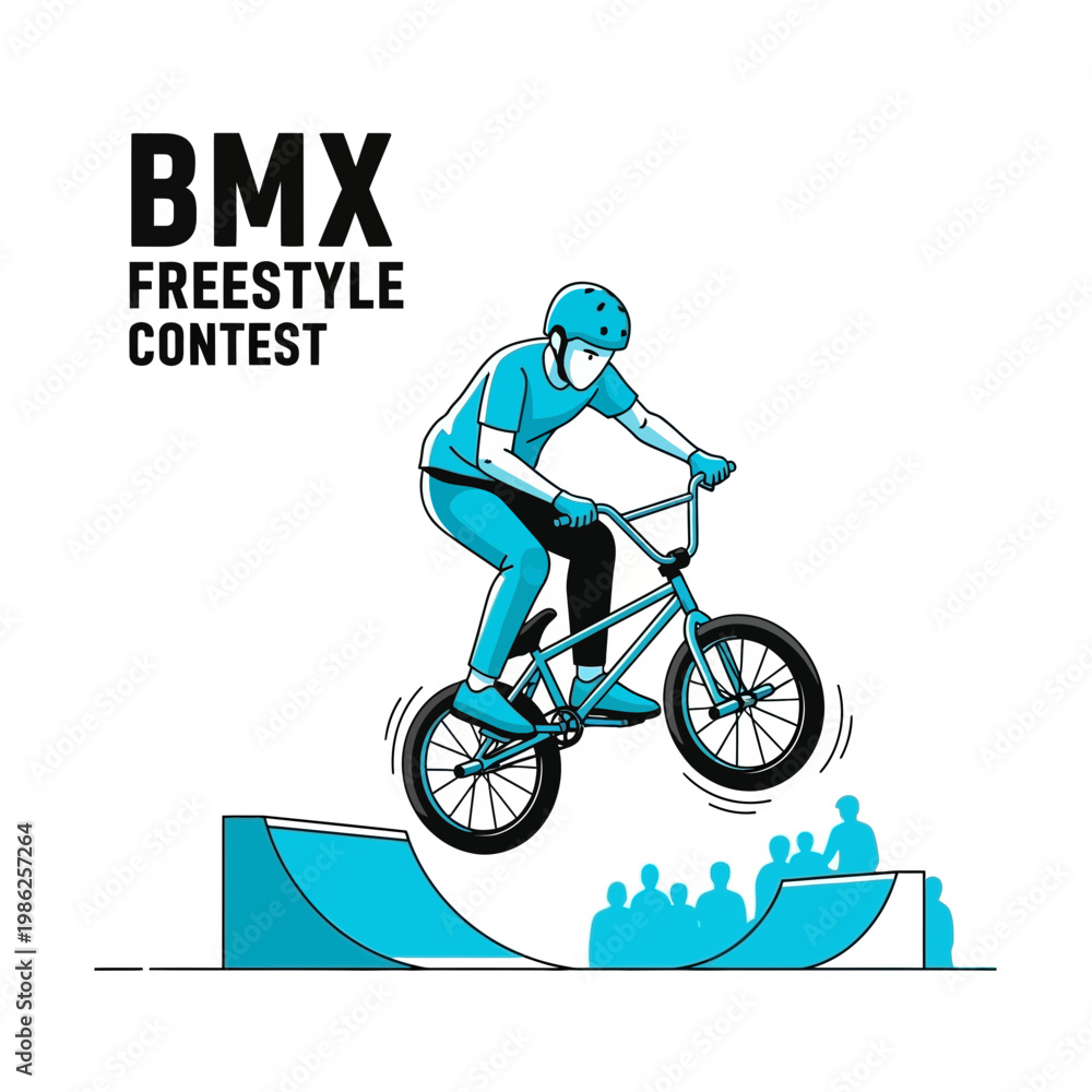Fototapeta premium Thrilling BMX Freestyle Contest Illustration Capturing High-Flying Action and Competitive Spirit