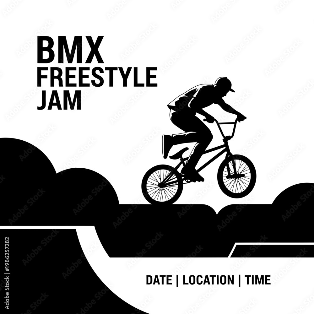 Naklejka premium Thrilling BMX Freestyle Event Announcement: Witness Skill and Agility in Motion Across the Venue