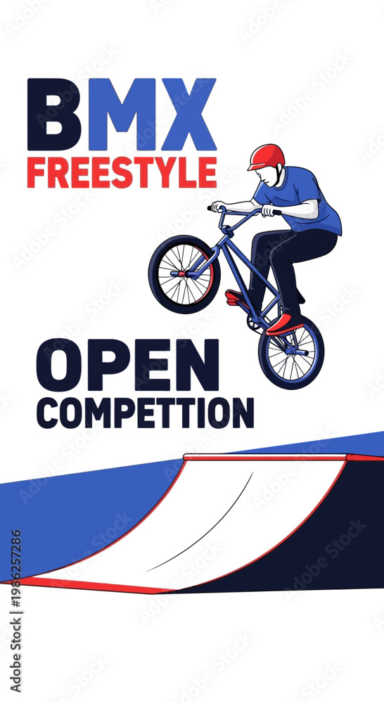 Fototapeta premium Thrilling BMX Freestyle Open Competition Depicted in a Dynamic and Artistic Vector Illustration