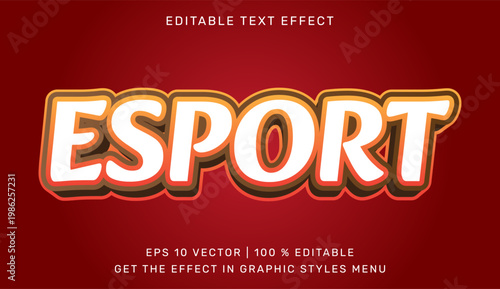 A vibrant esport logo with editable text effect on a dark red background