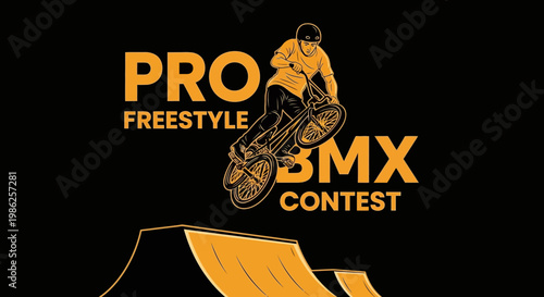 Thrilling BMX Freestyle Contest Illustration Depicting a Talented Rider Performing Tricks