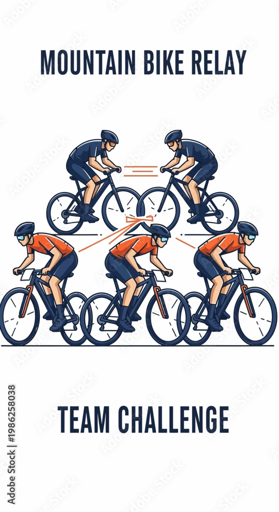 Fototapeta premium Thrilling Mountain Bike Relay Competition Showcasing Teamwork and Athleticism in Dynamic Action