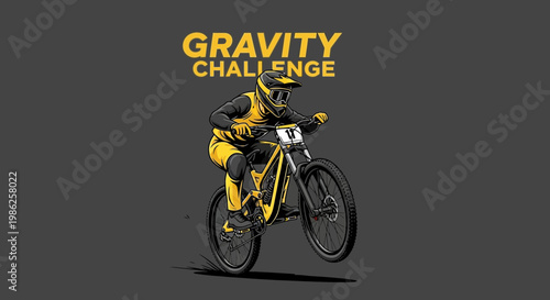 Thrilling Gravity Challenge: A Dynamic Illustration of Downhill Mountain Biking Competition