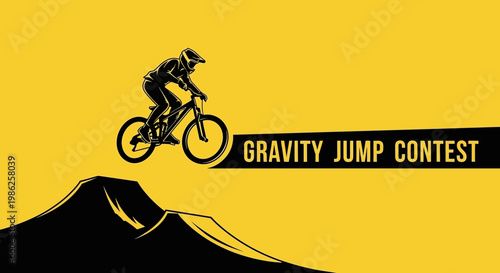 Thrilling Gravity Jump Contest: High-Flying Mountain Biking Competition Illustration