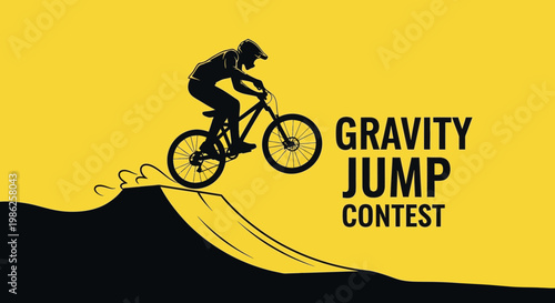 Thrilling Gravity Jump Contest Silhouetted Athlete Performing Mountain Bike Trick On Ramp