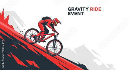 Thrilling Gravity Ride Event Displaying Mountain Biking Adventure Illustration Design